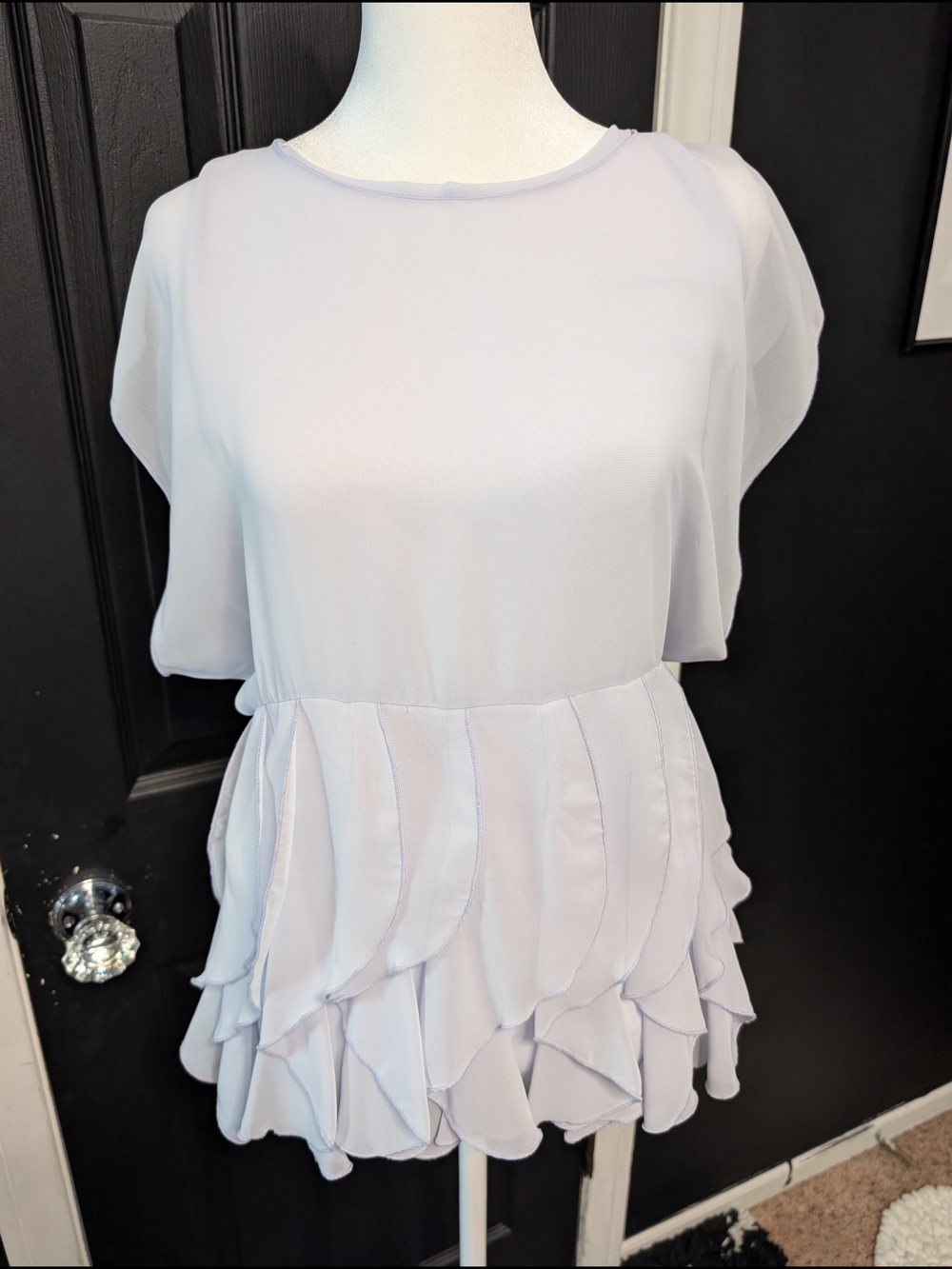H&M Pale Lavender Ruffle Hem Blouse